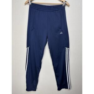 Adidas Pants Mens Sz S Navy Blue Climalite Three Stripes Tapered Track Pockets
